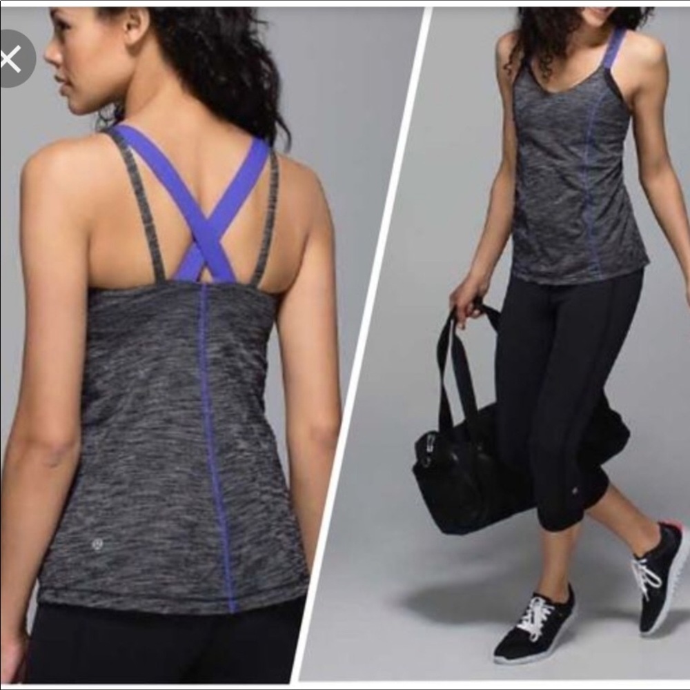 Lululemon run for gold crossback tank w/bra sz 4